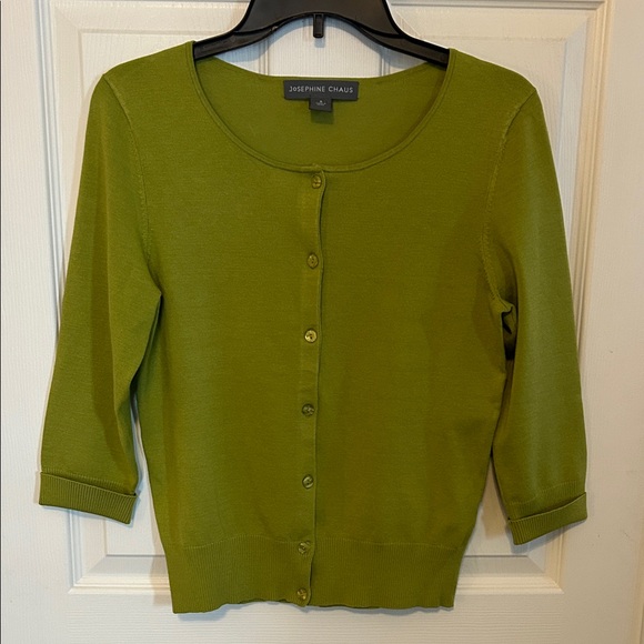 Josephine Chaus Sweaters - JOSEPHINE CLAUS Silk Blend Olive Green Button Down Cardigan Women's Small